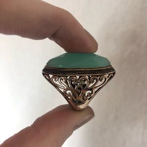 Large oval ring with aquamarine stone